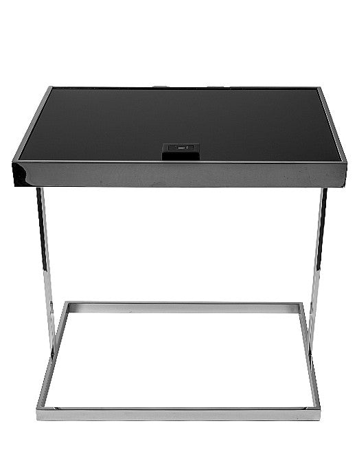 Mesa lateral inox com carregador USB