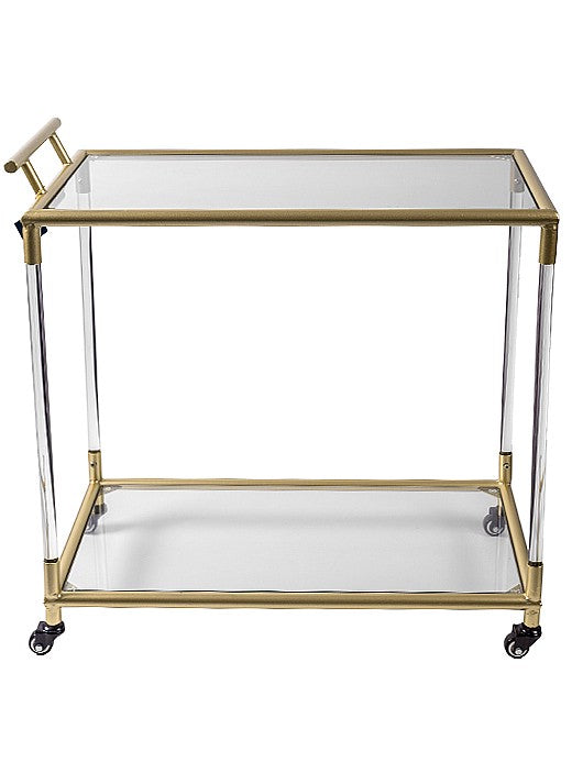 Carrinho bar metal dourado e acrílico